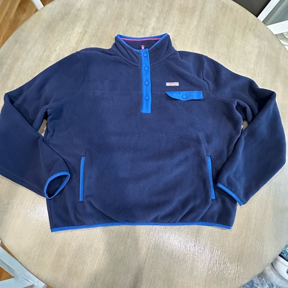 Vineyard Vines nautical Navy women’s Fleece with Pink Accents xl nwt